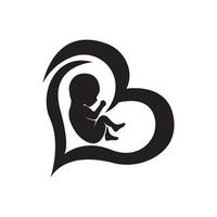 Pregnant mother and fetus icon logo, vector design