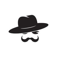 detective con bigote simple icono ilustración vector