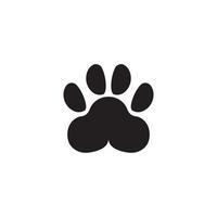Dog or Cat Paw Print, Animal Foot. Flat Vector Icon illustration. Simple black symbol on white background.