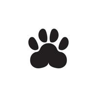 Dog or Cat Paw Print, Animal Foot. Flat Vector Icon illustration. Simple black symbol on white background.