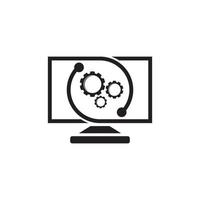 Vector computer and laptop repair logo template icon illustration design