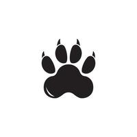 Dog or Cat Paw Print, Animal Foot. Flat Vector Icon illustration. Simple black symbol on white background.