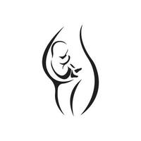 Pregnant mother and fetus icon logo, vector design