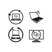 Vector computer and laptop repair logo template icon illustration design