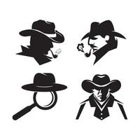 detective con bigote simple icono ilustración vector