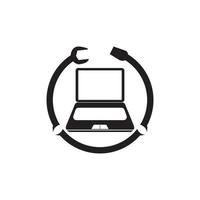 Vector computer and laptop repair logo template icon illustration design