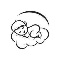 lindo bebé durmiente icono logo, diseño vectorial vector