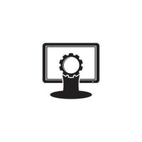 Vector computer and laptop repair logo template icon illustration design