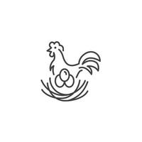 gallina en el nido, pollo de granja con huevos. plantilla de icono de logotipo vectorial vector