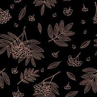 rowan berries, bunches and leaves seamless pattern hand drawn in doodle style. textile, wallpaper, background, wrapping paper, digital paper. vector