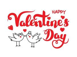 Valentine's day lettering. Love birds. vector