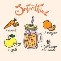 Infographic, recipe for orange smoothi. vector