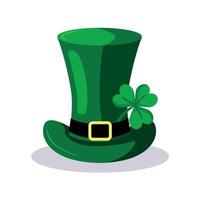 Green hat with shamrock. St. Patrick 's Day. vector