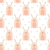 Pattern with a cute rabbit on a white background with circles vector