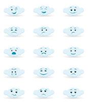 ilustración vectorial de una nube con diferentes emociones en la cara vector