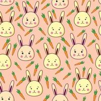 Vector seamless pattern with rabbits and carrots.