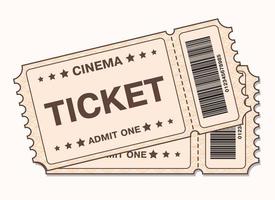 Vector drawing of a cinema ticket. Cinema ticket icon.