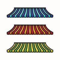 Shop awning. Shopping striped tent for market grocery or restaurant, vector cartoonish red store sunshade roof