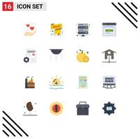 Set of 16 Vector Flat Colors on Grid for website page offer internet storage Editable Pack of Creative Vector Design Elements