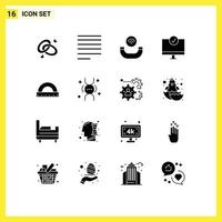 Universal Icon Symbols Group of 16 Modern Solid Glyphs of construction hardware call gadget connected Editable Vector Design Elements