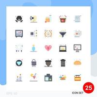 Stock Vector Icon Pack of 25 Line Signs and Symbols for document romantic milk love basket Editable Vector Design Elements