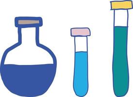 un conjunto de matraces para experimentos de química. vector