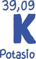 Potassium alkali metal. Table of periodic elements. vector