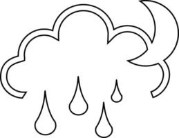 Cloud with rain and moon night weather icon. vector