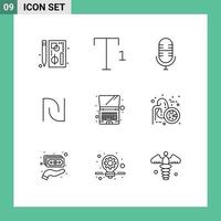 9 iconos creativos signos y símbolos modernos de enfermedad pulmonar computadora portátil micrófono computadora israel elementos de diseño vectorial editables vector