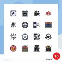 conjunto de 16 iconos modernos de la interfaz de usuario signos de símbolos para los elementos de diseño de vectores creativos editables de la planta de efectivo parlante de la india