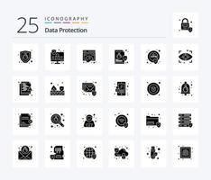 Data Protection 25 Solid Glyph icon pack including security. virus. data. security. file vector