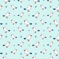 Seamless pattern with cute seagull and wave. Cute marine pattern for fabric, children's clothing, background, textiles, wrapping paper vector