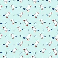 Seamless pattern with cute seagull and wave. Cute marine pattern for fabric, children's clothing, background, textiles, wrapping paper vector