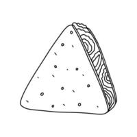 Quesadillas in hand drawn doodle style. Traditional mexican fast food. Vector illustrations on white background.