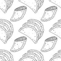 Fried empanadas seamless pattern. Traditional Colombian food background. Endless backdrop. vector