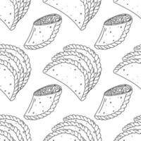 Fried empanadas seamless pattern. Traditional Colombian food background. Endless backdrop. vector