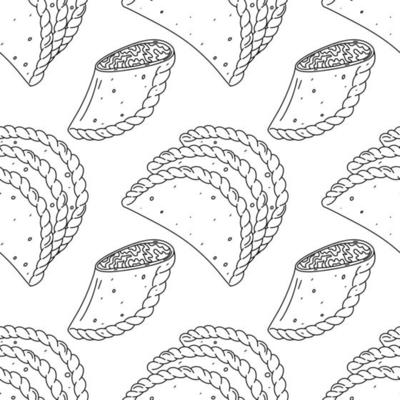 Fried empanadas seamless pattern. Traditional Colombian food background. Endless backdrop.