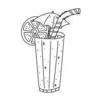 Panela drink in hand drawn doodle style. Cold drink made in Colombia. Vector illustration.