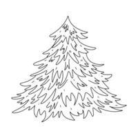 abeto en estilo garabato dibujado a mano. página para colorear para niños. Ilustración de vector de árbol de Navidad.