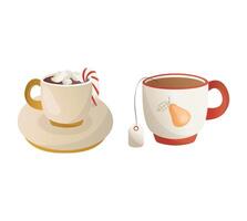 cute set with cozy things for a cozy tea party and reading vector