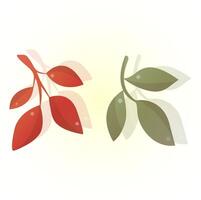 collection of branches with green and red leaves of different shapes vector