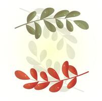 colección de ramas con hojas verdes y rojas de diferentes formas vector