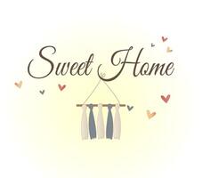 sweet home with macrame product. colorful hearts and cozy atmosphere vector