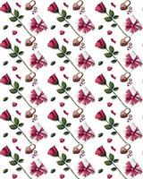 Seamless pattern with red roses, leafs, gift box. Happy Valentine's Day, Romance, Love concept. Perfect for product design, scrapbooking, textile, wrapping paper. vector