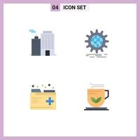 Group of 4 Modern Flat Icons Set for building care city globe medical Editable Vector Design Elements