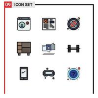 Universal Icon Symbols Group of 9 Modern Filledline Flat Colors of rack home ware grid home warning Editable Vector Design Elements