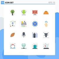 User Interface Pack of 16 Basic Flat Colors of progression development computer construction engineer Editable Pack of Creative Vector Design Elements
