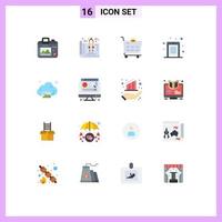 User Interface Pack of 16 Basic Flat Colors of cloud pin plan mobile access Editable Pack of Creative Vector Design Elements