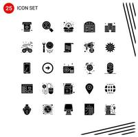 25 User Interface Solid Glyph Pack of modern Signs and Symbols of game database package economy house Editable Vector Design Elements