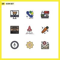 Modern Set of 9 Filledline Flat Colors and symbols such as mission wallet dollar sign man accessories Editable Vector Design Elements